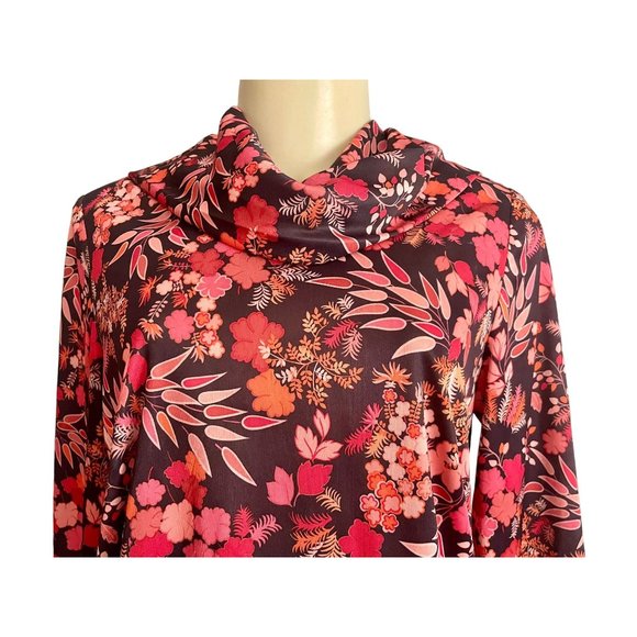 Vintage 1970s Blouse by Martha Manning Women Top Brown Red Orange size M 70s. - Picture 5 of 10